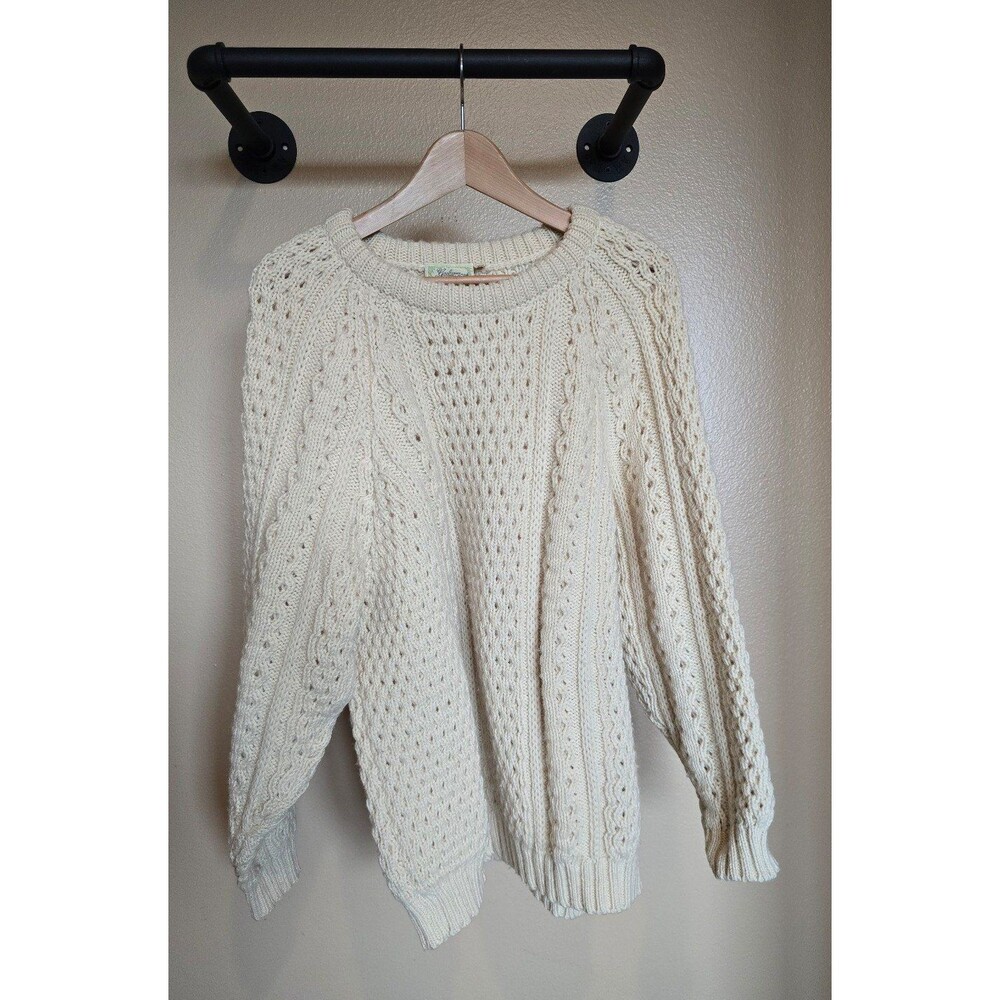 Fisherman's 100% Wool‎ Knit Sweater. Made In Ireland Handloomed
